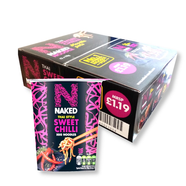 Naked Noodle Thai Sweet Chilli Noodle Pots 12 X 78g CASE PRICE