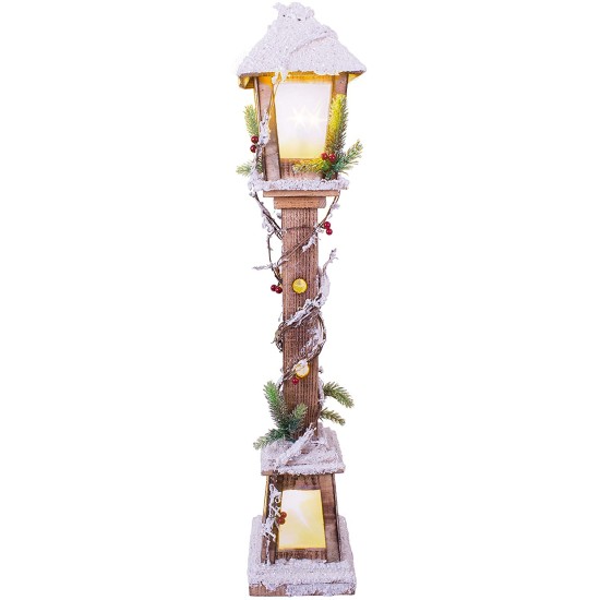 The Christmas Workshop Warm White LED Snow Topped Wooden Lamppost