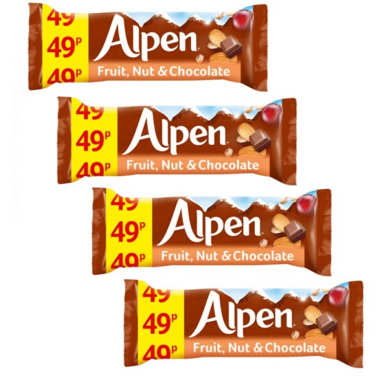 Alpen Fruit And Nut With Chocolate Bar 29g 4 For £1