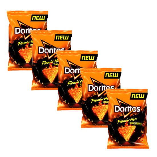Doritos Flamin Hot Tangy Cheese Flavour Corn Chips 70g - 5 For £1