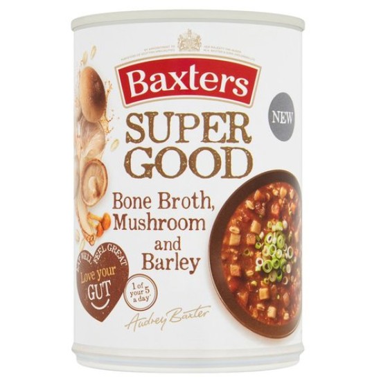 Baxters Super Good Bone Broth, Mushroom and Barley Soup 400g
