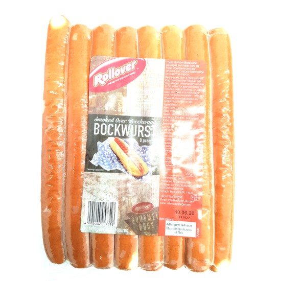 Rollover Bockwurst Hot Dogs 8x90g