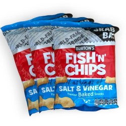Burtons Fish N Chips Salt & Vinegar Baked Snack 40g - 3 For £1
