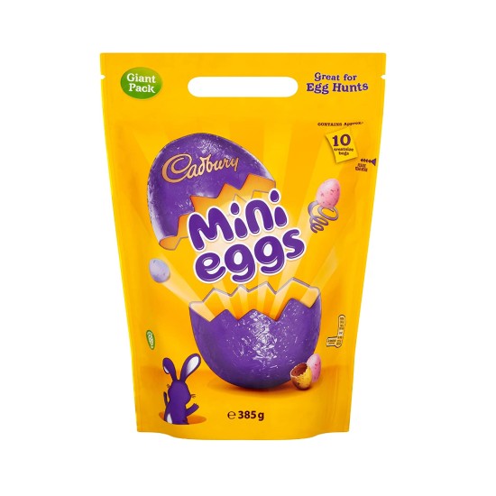 Cadburys Mini Eggs Pouch x 10 Treat Size bags Inside 385g