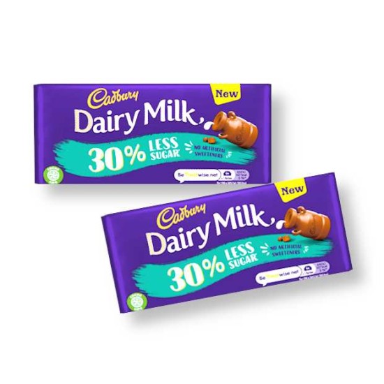 Cadbury Dairy Milk 30% Less Sugar Chocolate Bar 85g - 2 For £1.49