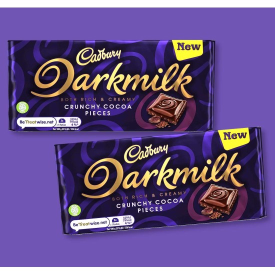 Cadbury Darkmilk Crunchy cocoa Pieces 85g - 2 For £1.50