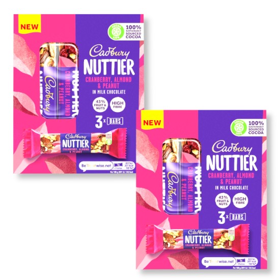 Cadbury Nuttier Cranberry Almond & Peanut Milk Chocolate Bar 3pk - 2 For £1.99