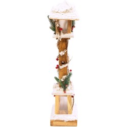 Warm White LED Snow Topped Wooden Lamppost Christmas Decorations
