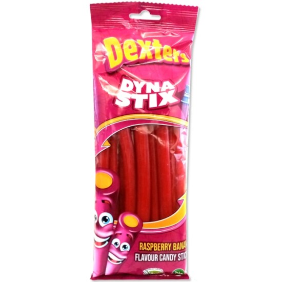 Dexters Dyna Stix Raspberry Banana Flavour Candy Sticks  250g
