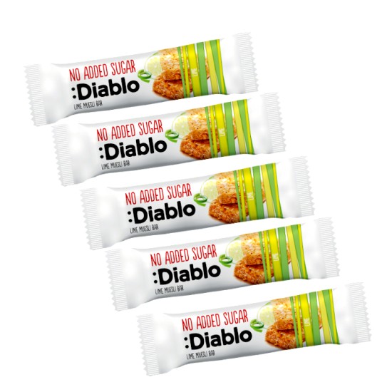 Diablo No Added Sugar Lime Muesli Bar 30g - 5 For £1