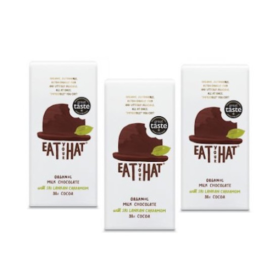 Eat Your Hat Organic Milk Chocolate with Cardamon 91g - 3 For £1