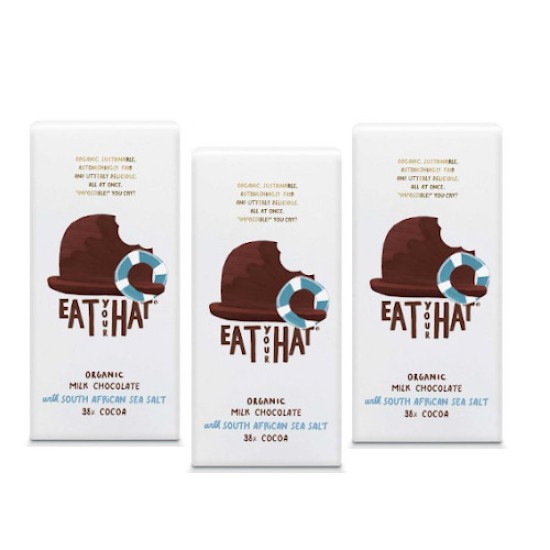 Eat Your Hat Organic Milk Chocolate with Sea Salt 91g - 3 For £1