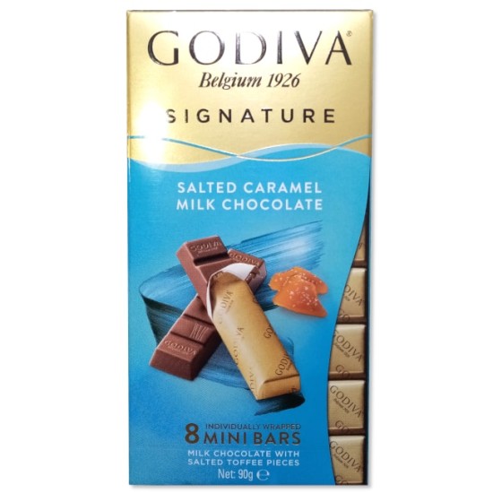 Godiva Signiture Mini Bars Milk Chocolate with Salted Caramel 90g