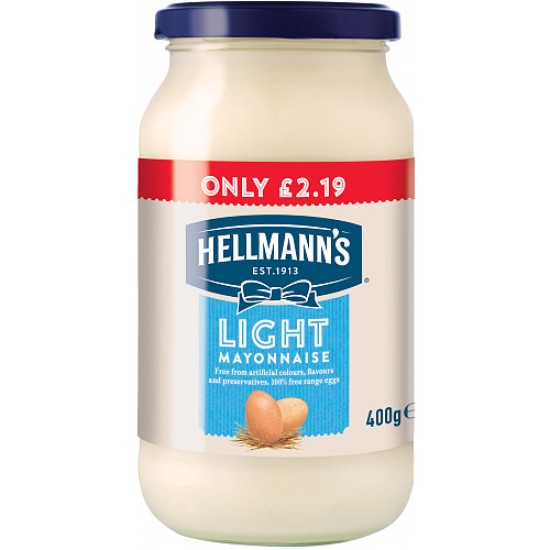 Hellmans Light Mayonnaise 400g Jar