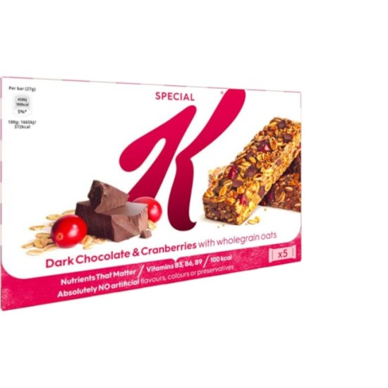 Kelloggs Special K Dark Chocolate & Cranberries Wholegrain Bars 5pk