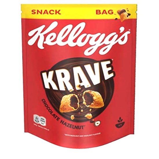 Kelloggs Krave Chocolate Hazelnut Cereal 90g Bag