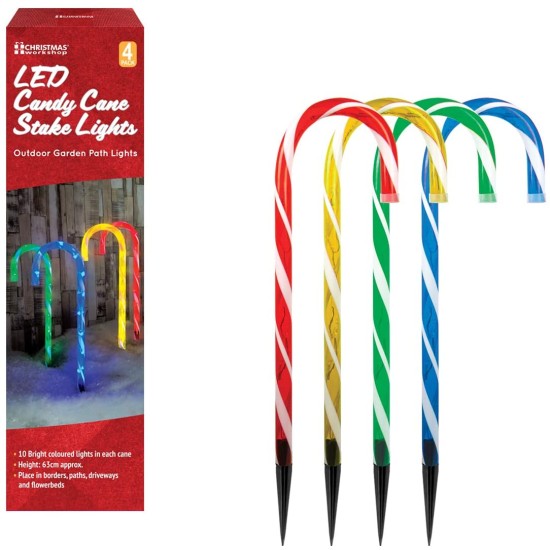 LED Outdoor Christmas Candy Cane Stake Light Decorations Multi Coloured 