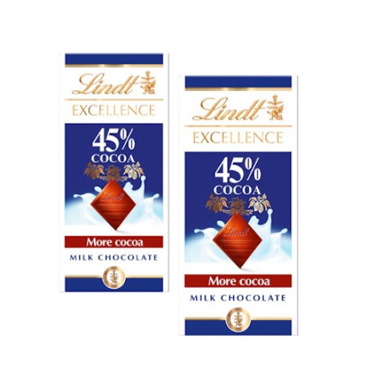 Lindt Excellence 45% Cocoa Milk Chocolate 80g - 2 For £1.50