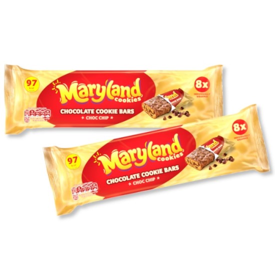 Maryland Cookies Chocolate Cookie Bars 8pk 152g - 2 For £1