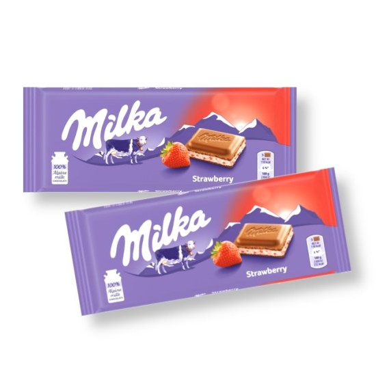 Milka Strawberry Chocolate Bar 100g -2 For £1.50