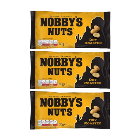 Nobbys Nuts Dry Roasted 50g - 3 For £1
