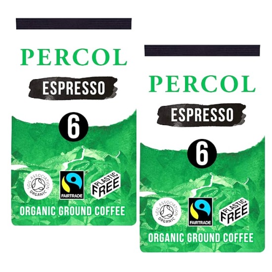 Percol Intense Strong Espresso Organic Ground Coffee 200g - 2 for £1