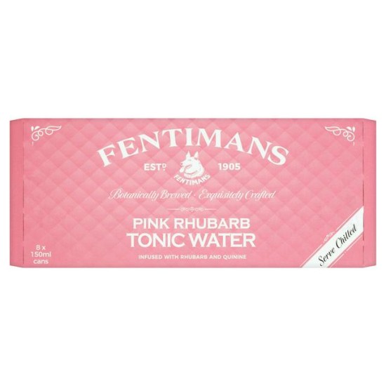 Fentimans Pink Rhubarb Tonic Water CASE of 8 x 150ml Cans