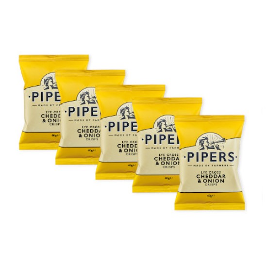Pipers Cheddar & Onion Crisps 40g - 5 For £1