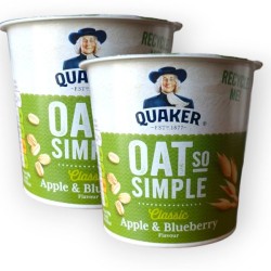 Quaker Oat So Simple Apple & Blueberry Flavour Porridge Pot 57g - 2 For £1