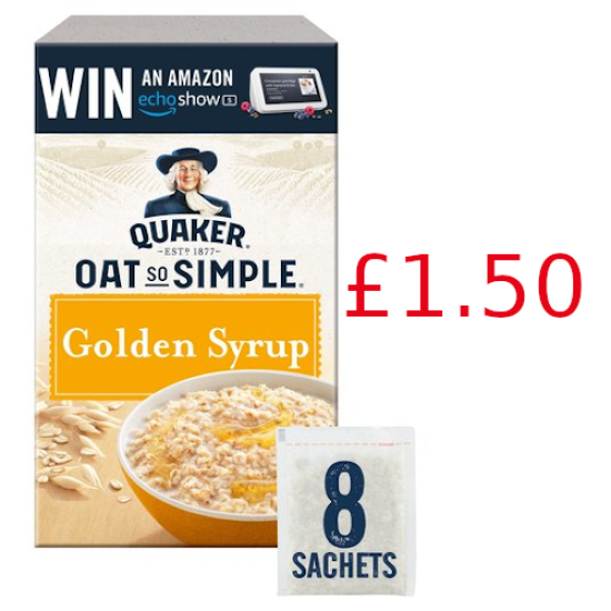 Quaker Oates Golden Syrup Porridge 288g - £1.50