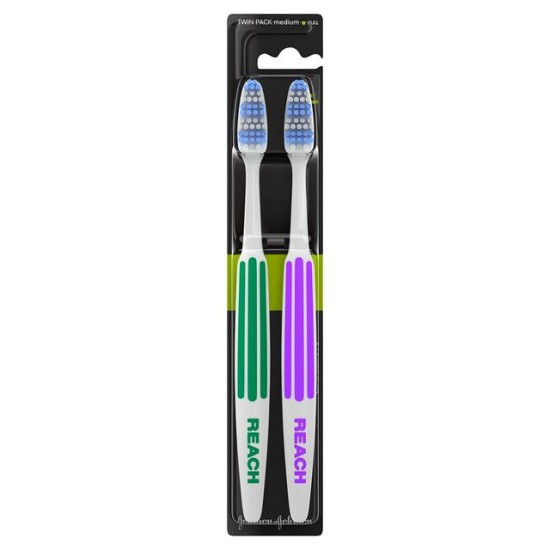 Twin Pack Interdental Reach Toothbrushes Medium Full 