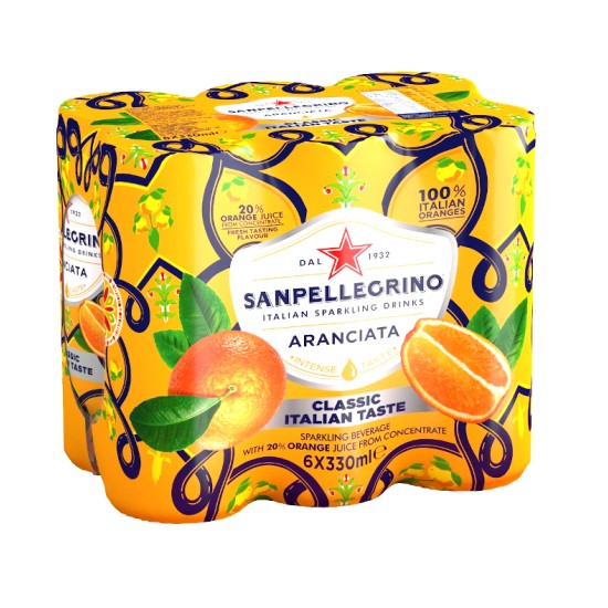 San Pellegrino Aranciata Orange Drink 6pk - 330ml Cans