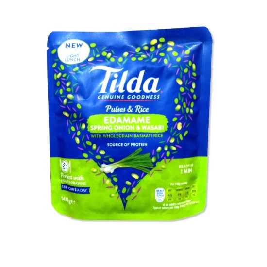 Tilda Pulses & Rice Edamame Spring Onion Wasabi & Rice 140g 