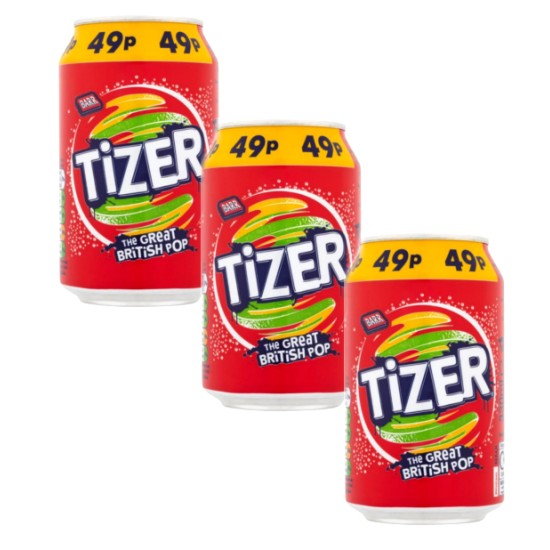 Tizer 330ml Can - 3 For £1