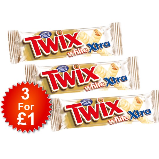 Twix White Xtra Chcolate Bar 75g - 3 For £1