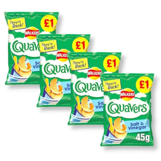Walkers Quavers Salt & Vinegar Flavour 45g - 4 For £1