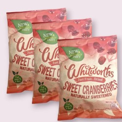 Whitworths Dried Sweet Cranberries Snack 30g - 3 For £1
